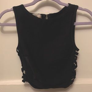House of London Black Strappy Cropped Tank Top
